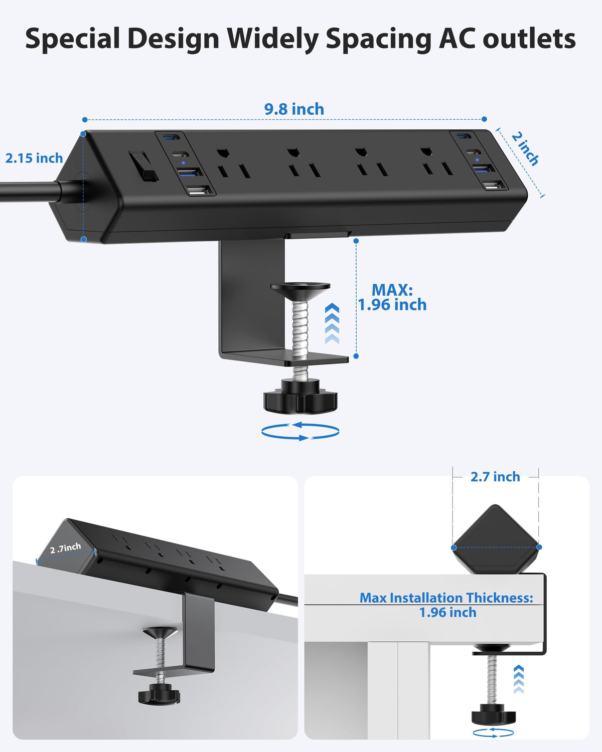 Jgstkcity flat plug and 14AWG cord profile for low-profile furniture fit