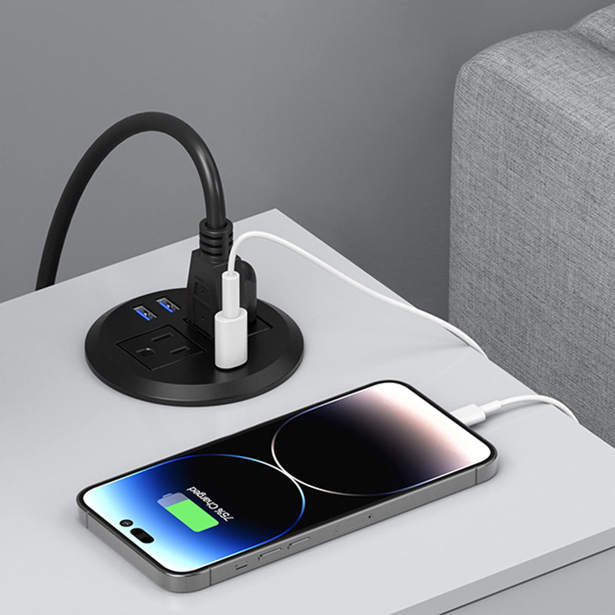 Jgstkcity flush-mount desk outlet keeps surfaces neat and accessible.