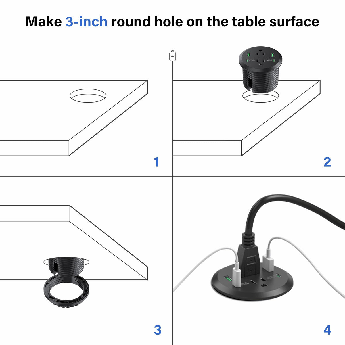 Jgstkcity 4 USB ports ready to charge multiple gadgets.