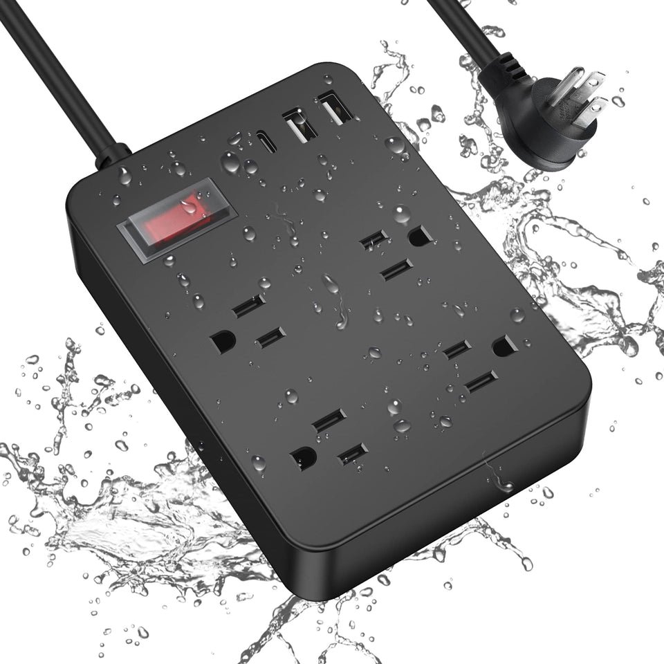 Jgstkcity front view showing four outlets and three USB ports, provides versatile outdoor power