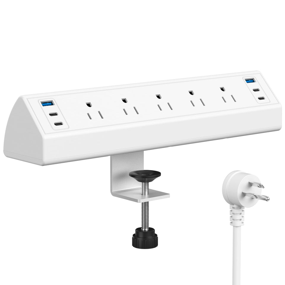 Jgstkcity front view mounted on desk showing clean cable management benefit