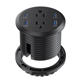 Jgstkcity front view of recessed grommet showing clean desk benefit