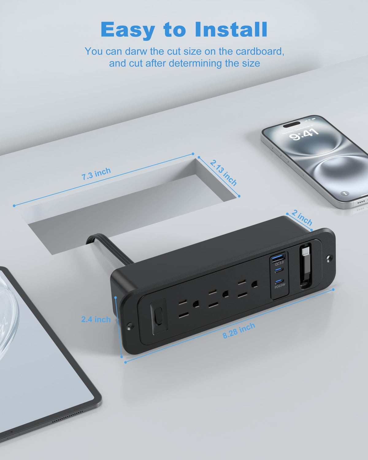 Jgstkcity installed on a countertop showing clean integrated charging setup