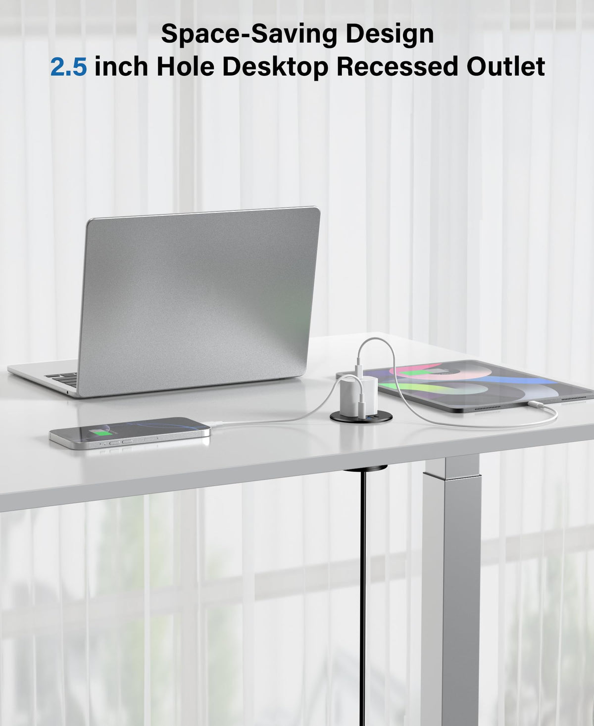 Jgstkcity desk power grommet fully integrated for clutter-free workspace.