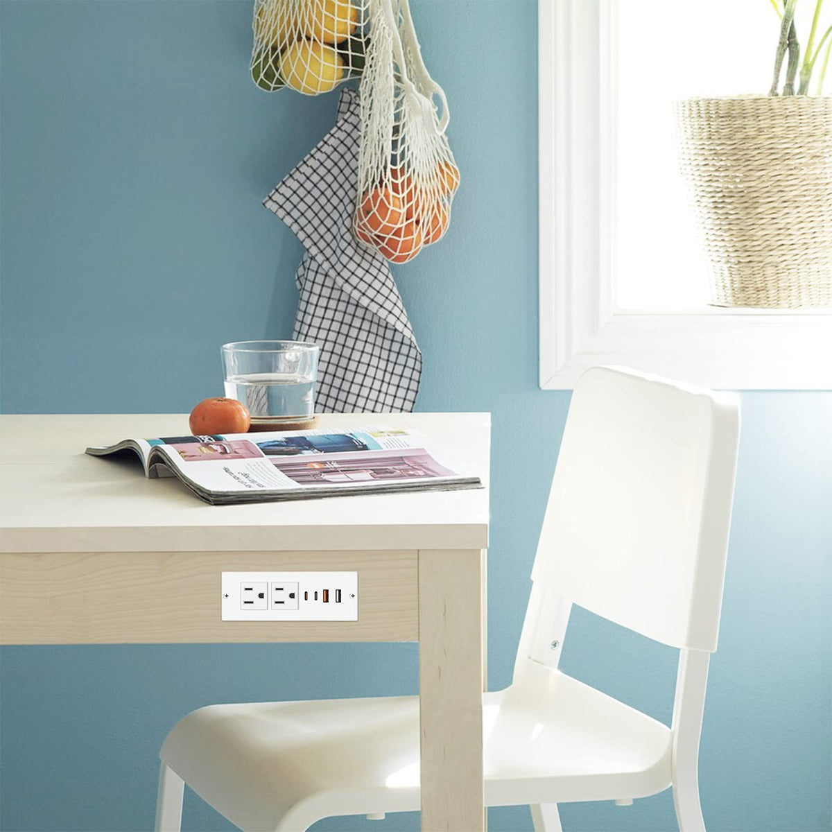 Jgstkcity lifestyle desk with multiple devices charging neatly and organized