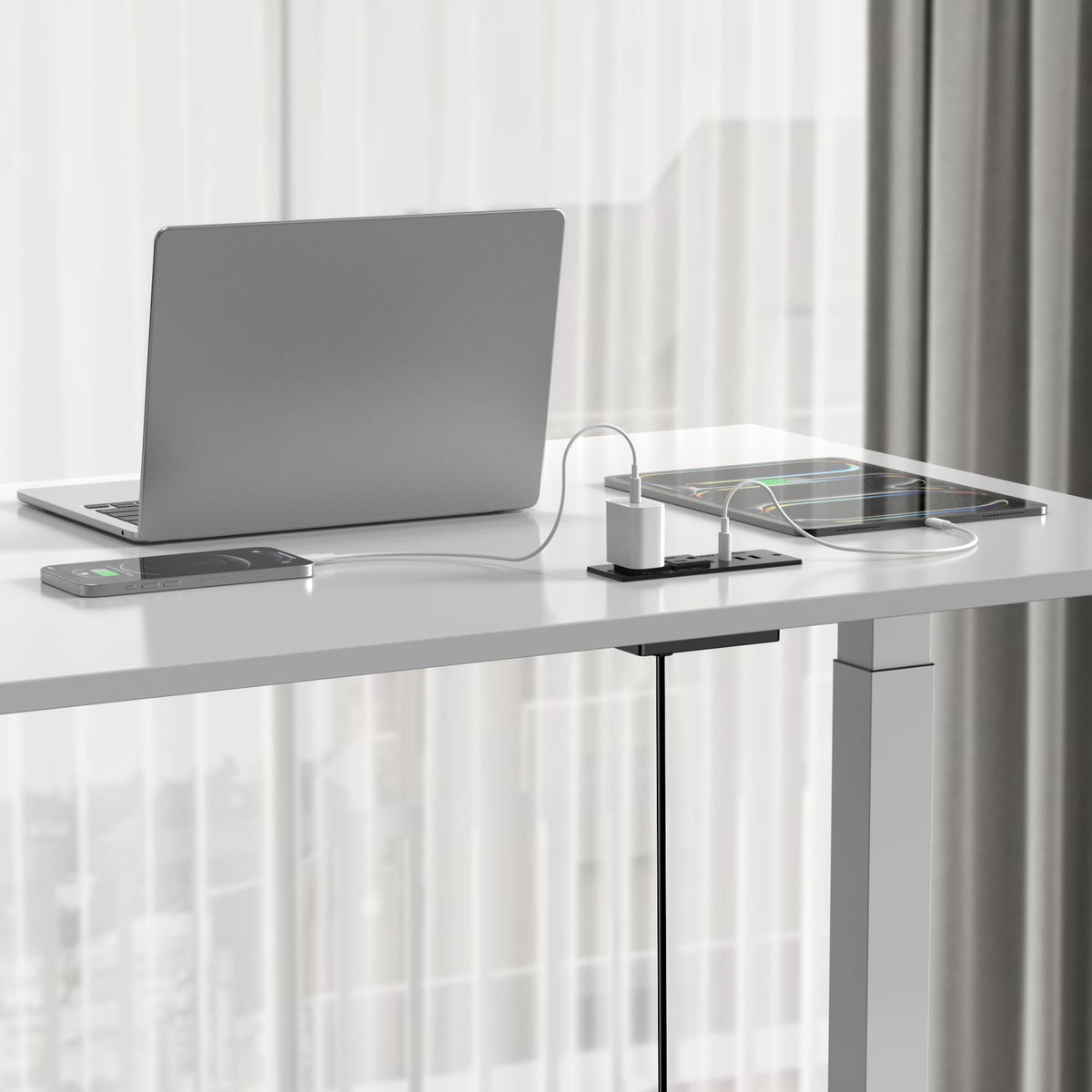 Jgstkcity in lifestyle setting on sofa end table improving workspace tidiness