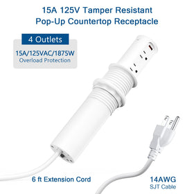 Jgstkcity pop-up outlet with 6ft extension cord for flexible placement.