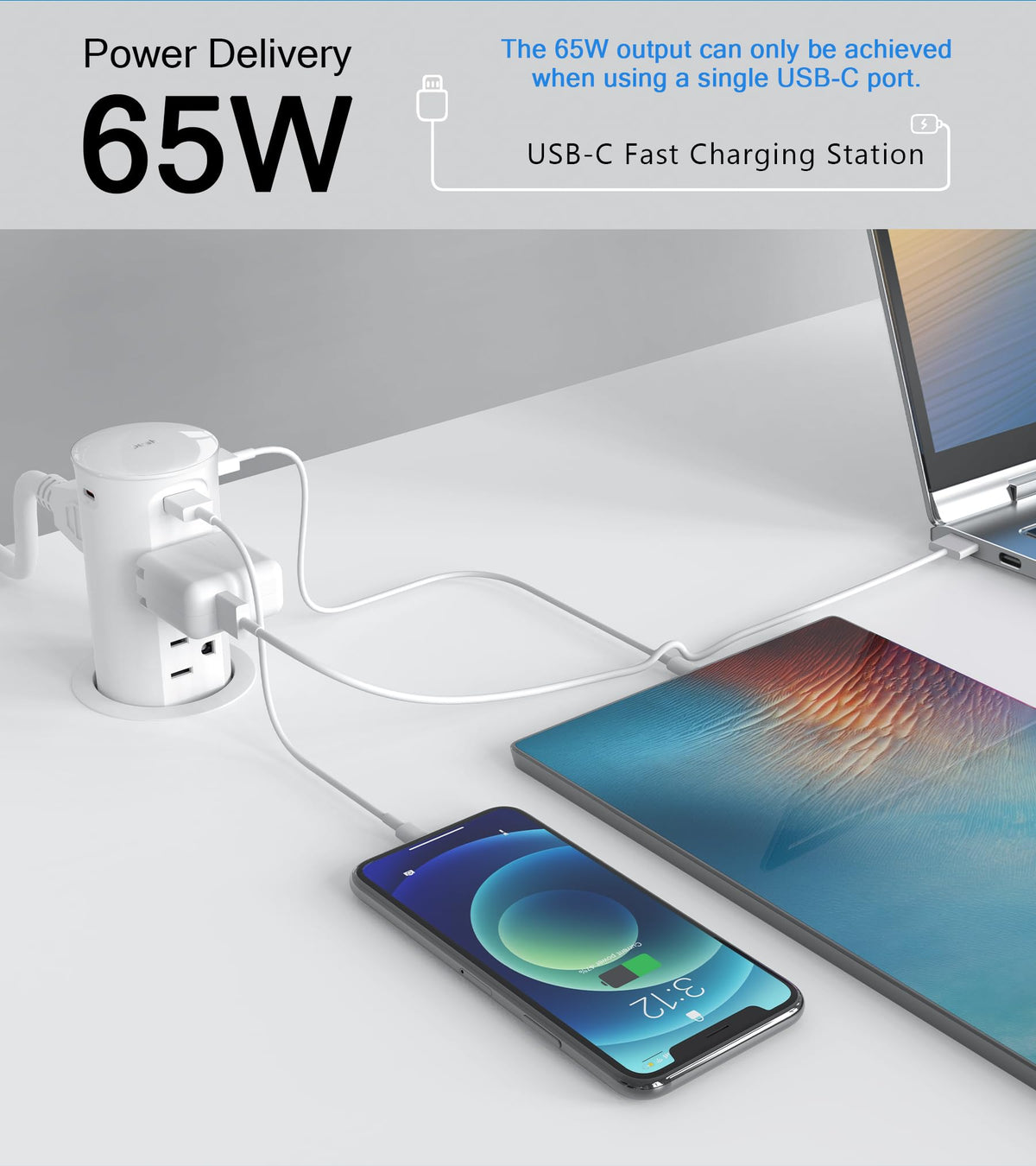 Jgstkcity pop-up outlet installed under desk with secure mounting ring.