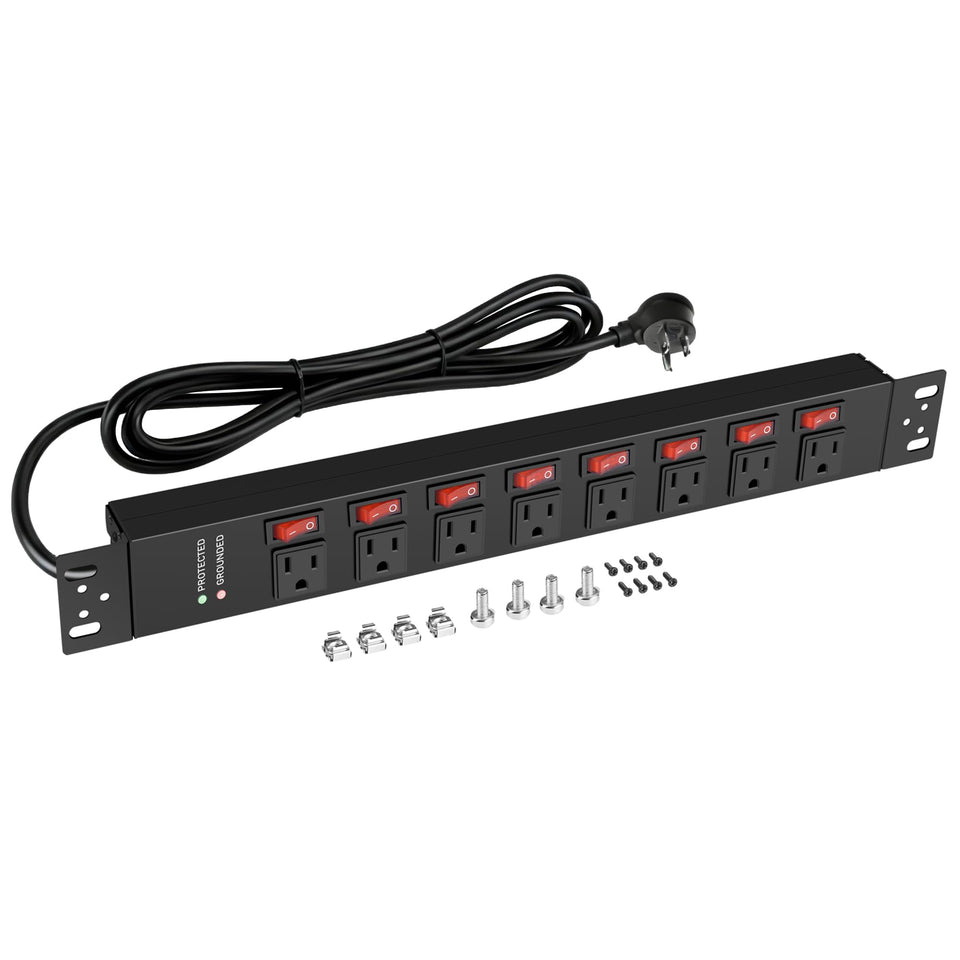 Jgstkcity rack-mount PDU with 8 outlets for organized rack power