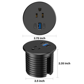 Jgstkcity recessed design blends with black desk surface.