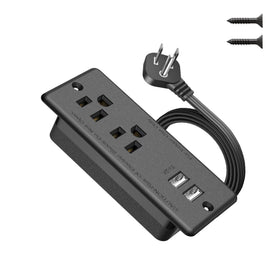 Jgstkcity recessed power strip mounted on a desk for clutter-free charging
