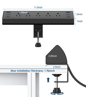 Jgstkcity next to ruler demonstrating fit for tabletops up to 1.96 inches