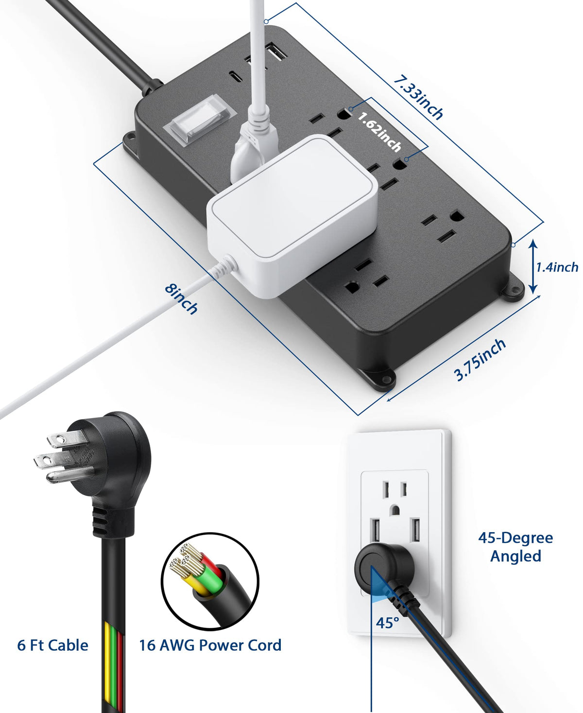 ETL certified surge protector with 2000 Joules for outdoor use