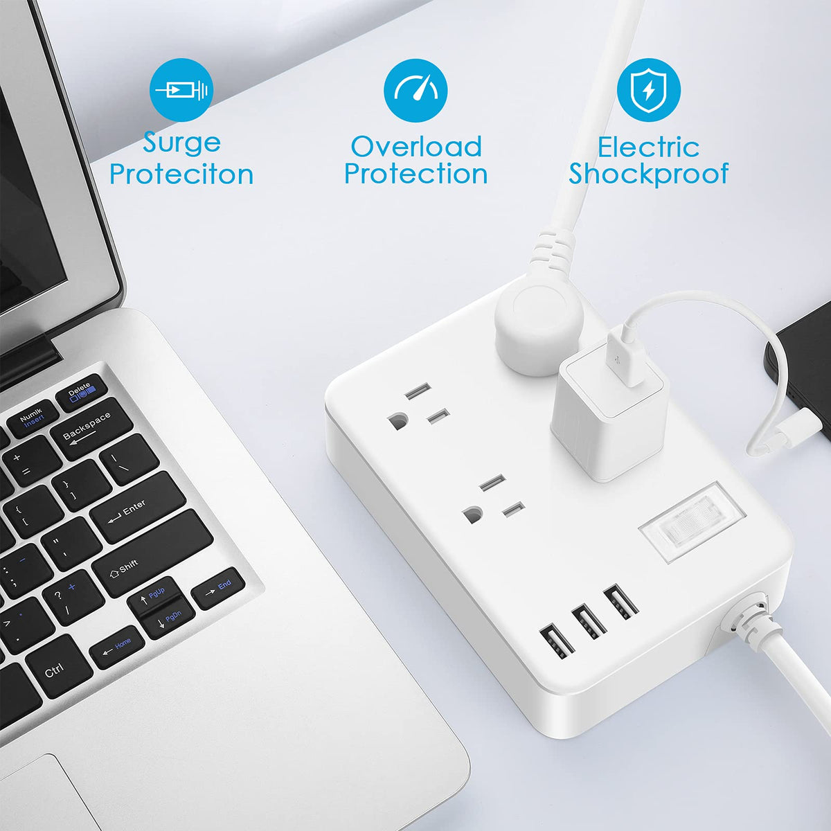 Jgstkcity surge protector with circuit breaker in action.