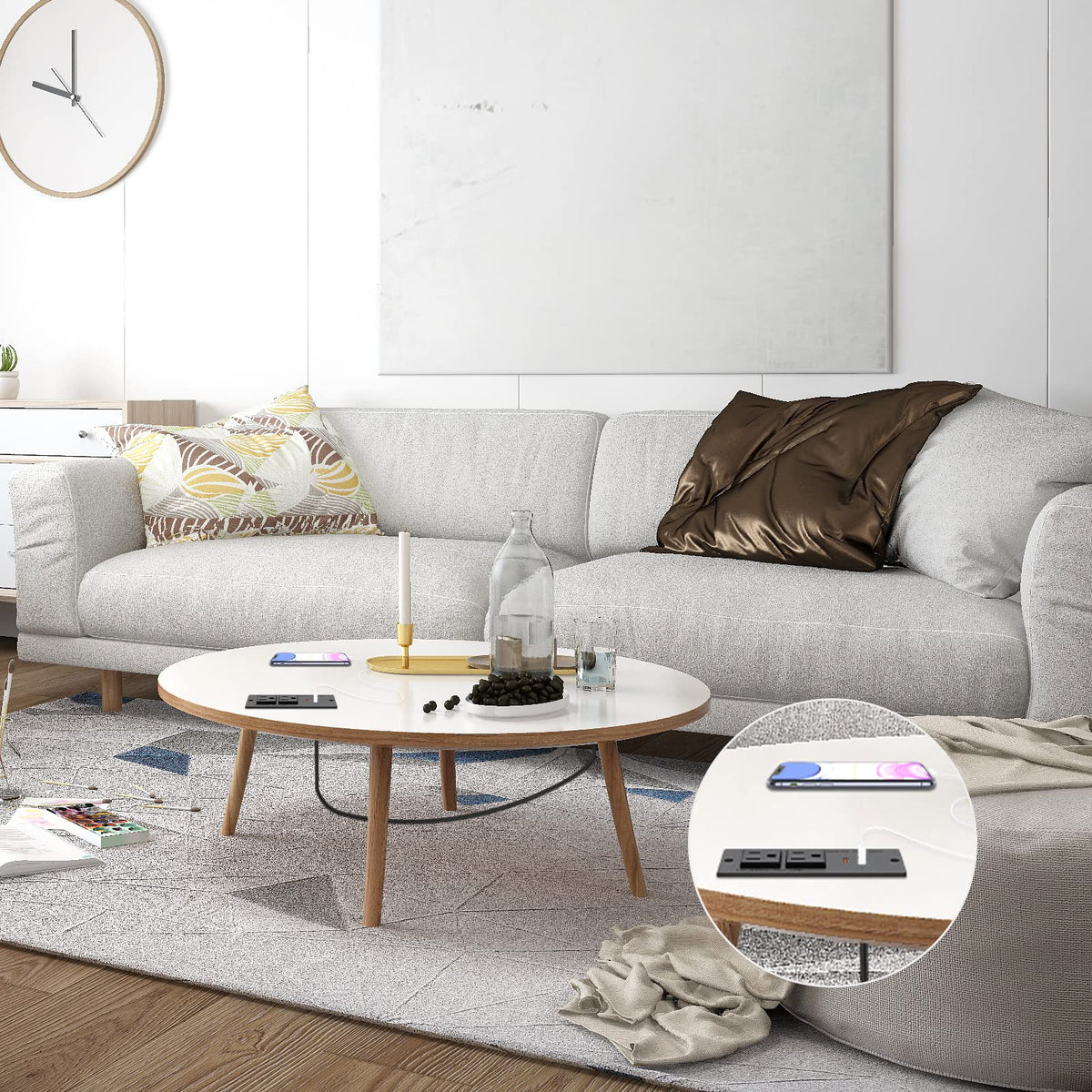 Jgstkcity ultra-thin flat plug maximizes space under furniture
