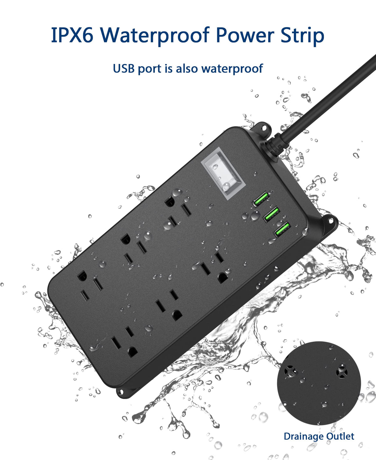 Jgstkcity waterproof surge protector IPX6 capable of withstanding rain