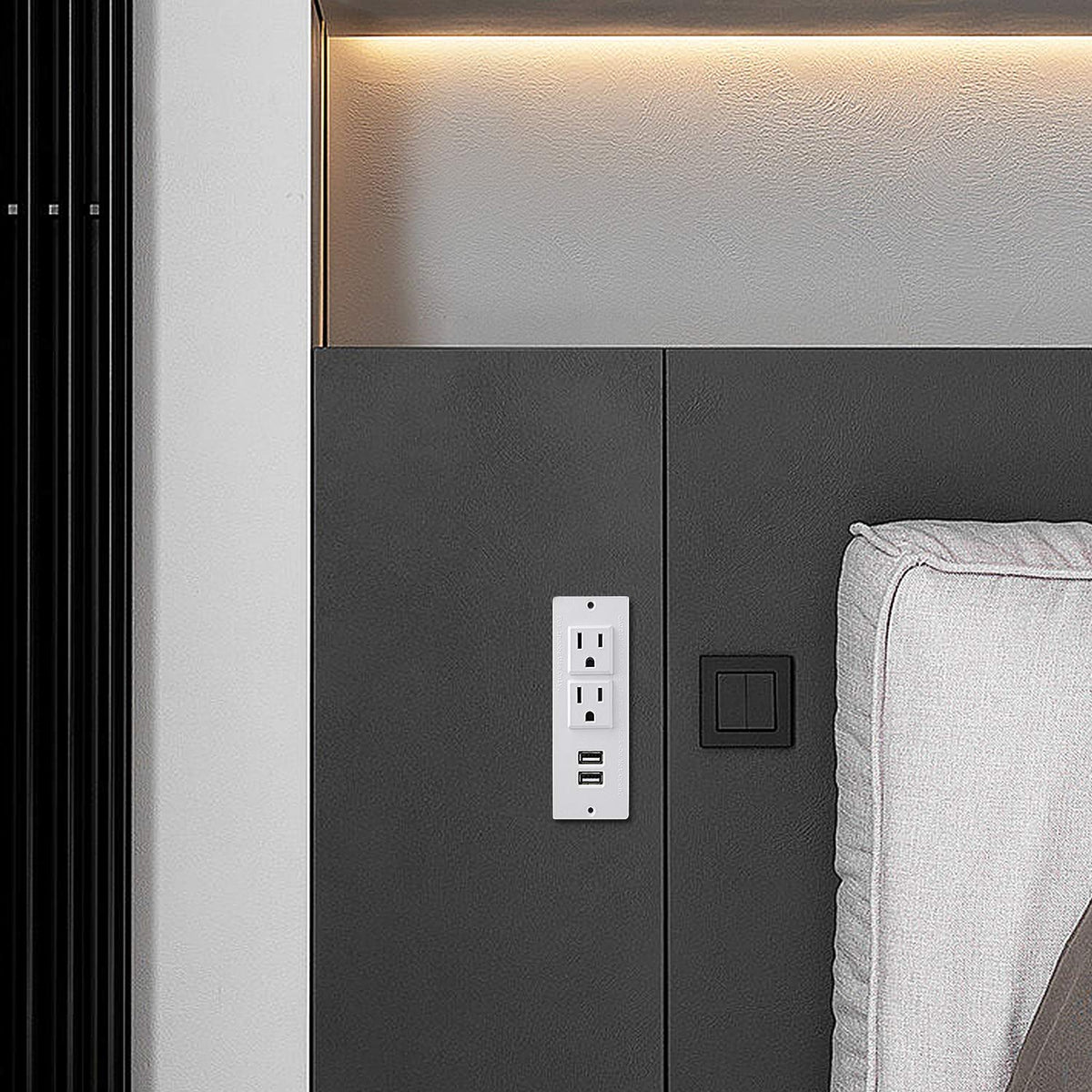 Jgstkcity white desk power strip showing clean, tidy installation