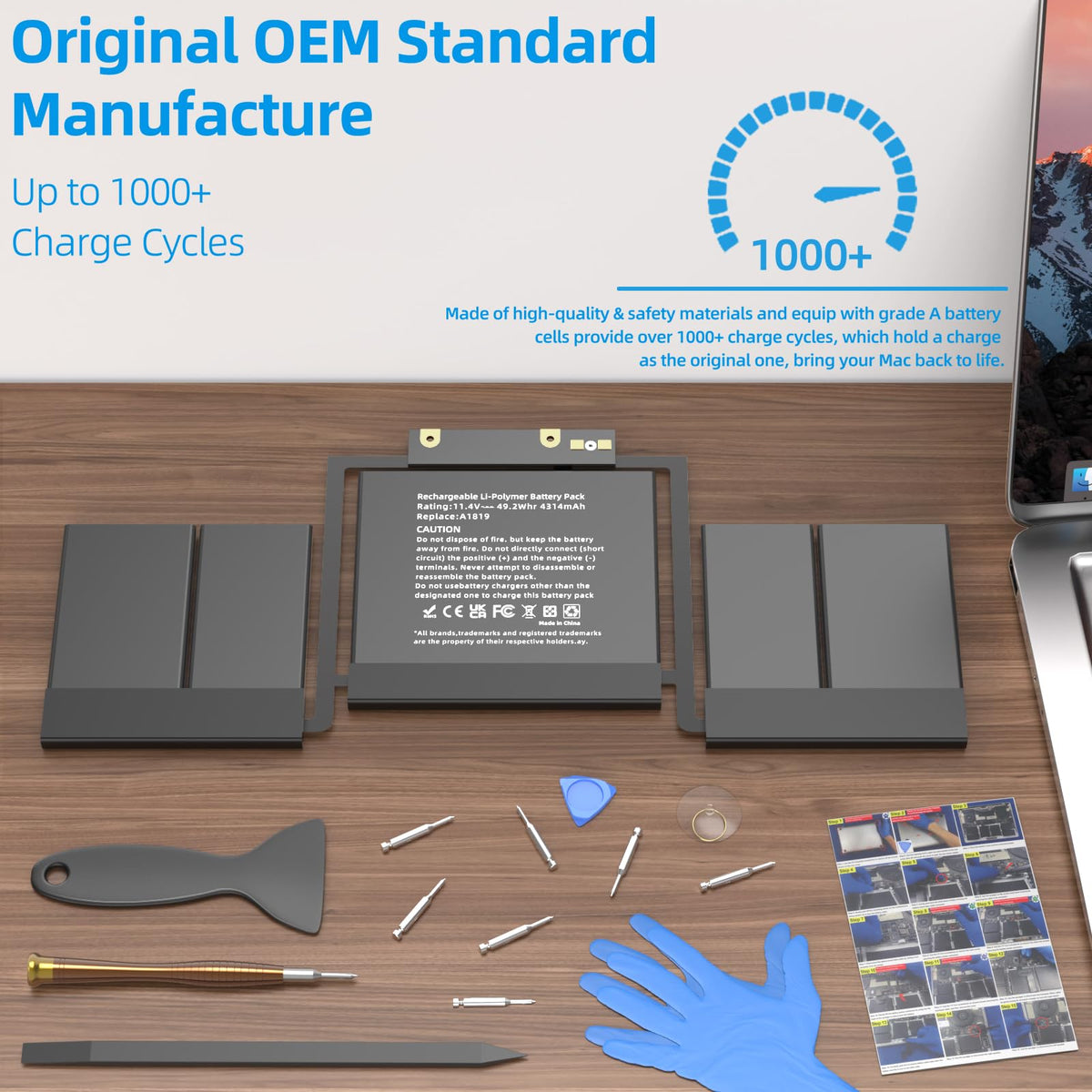 JGTM battery label showing model numbers and certifications, verifies authenticity