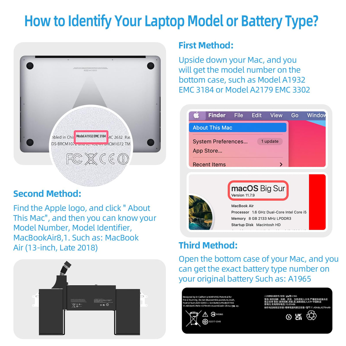 JGTM battery installed in MacBook Air showing restored power and neat fit