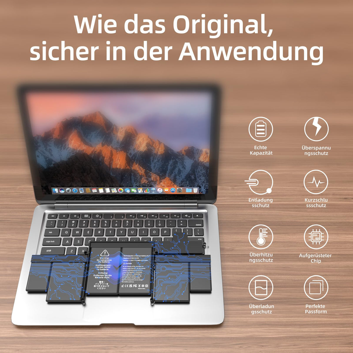 JGTM battery installed inside MacBook demonstrating straightforward replacement