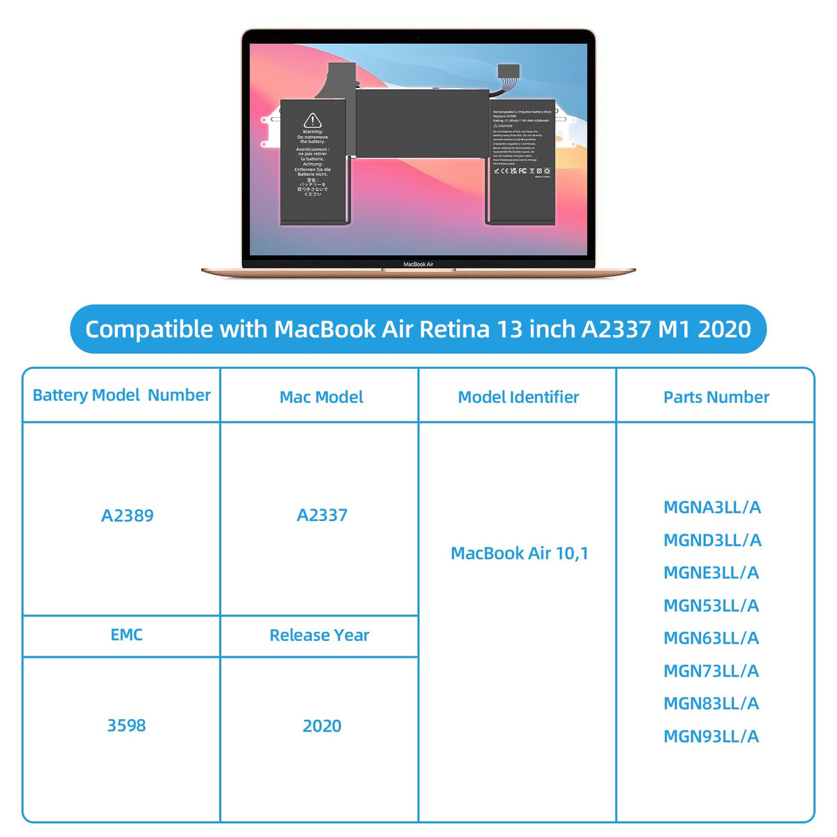 JGTM battery installed in MacBook Air demonstrating restored runtime benefit