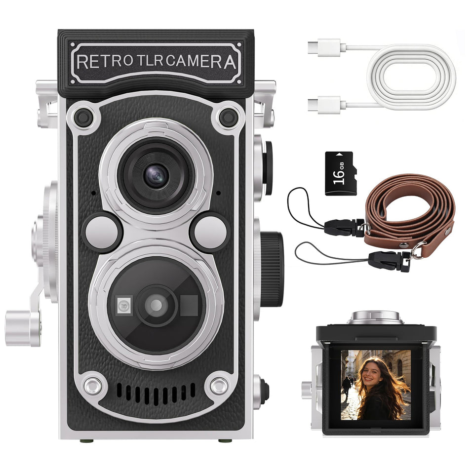 JH Mini Retro TLR camera, front view, compact design for everyday moments.