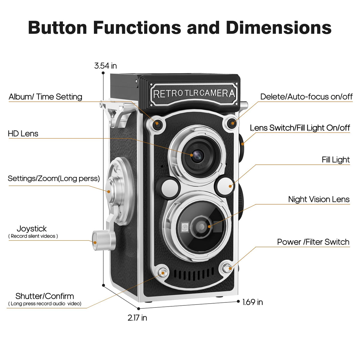 JH Mini Retro TLR camera includes 16GB card and handy accessories.
