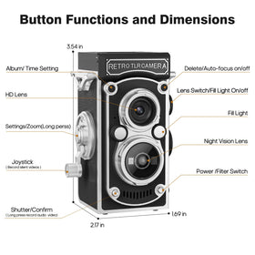 JH Mini Retro TLR camera includes 16GB card and handy accessories.