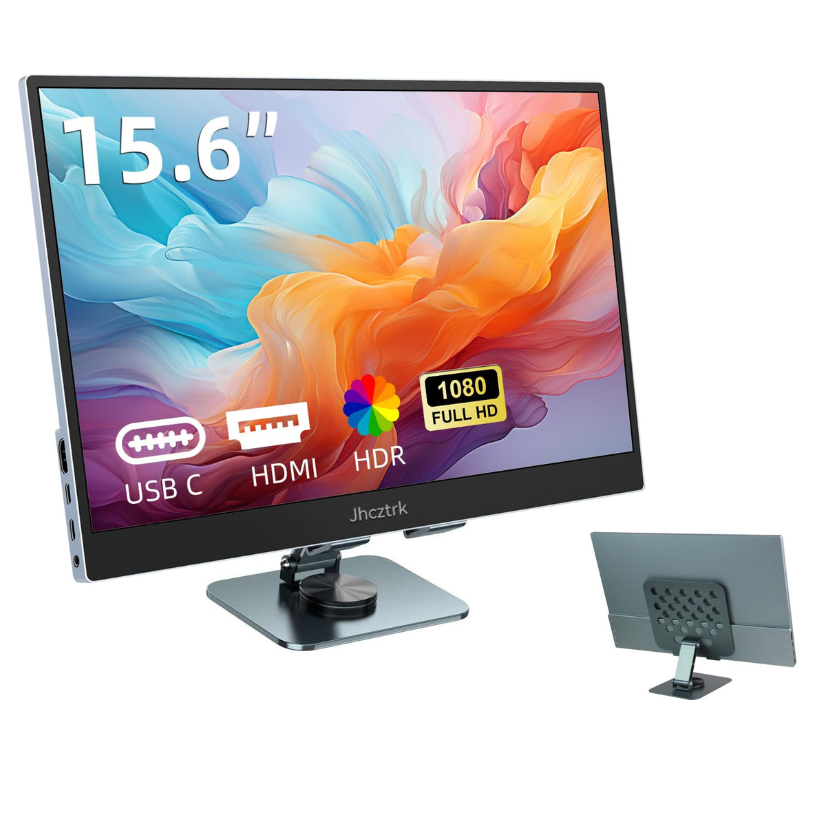 Jhcztrk portable monitor front view with ultra-narrow bezel.