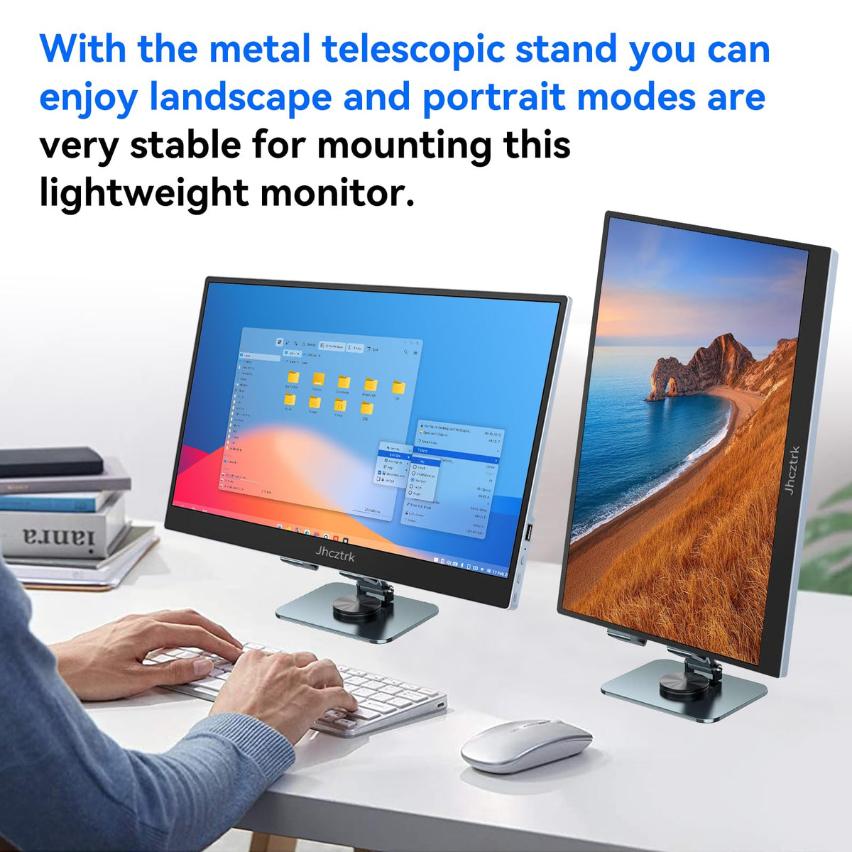 Jhcztrk built-in speakers provide clear stereo sound for movies and calls.