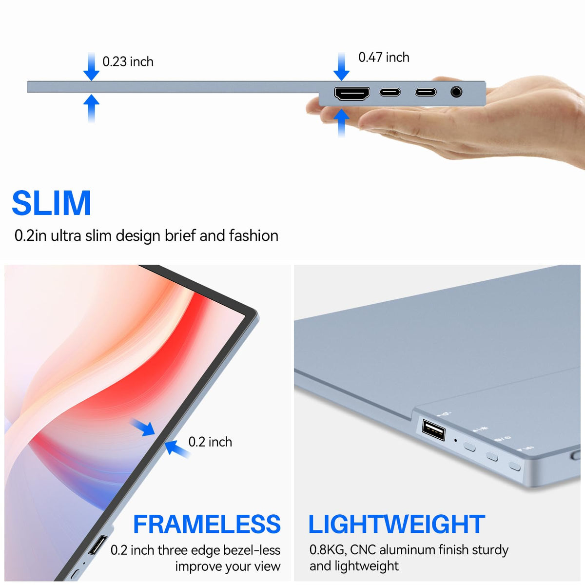 Jhcztrk built-in stand supports comfortable viewing angles.