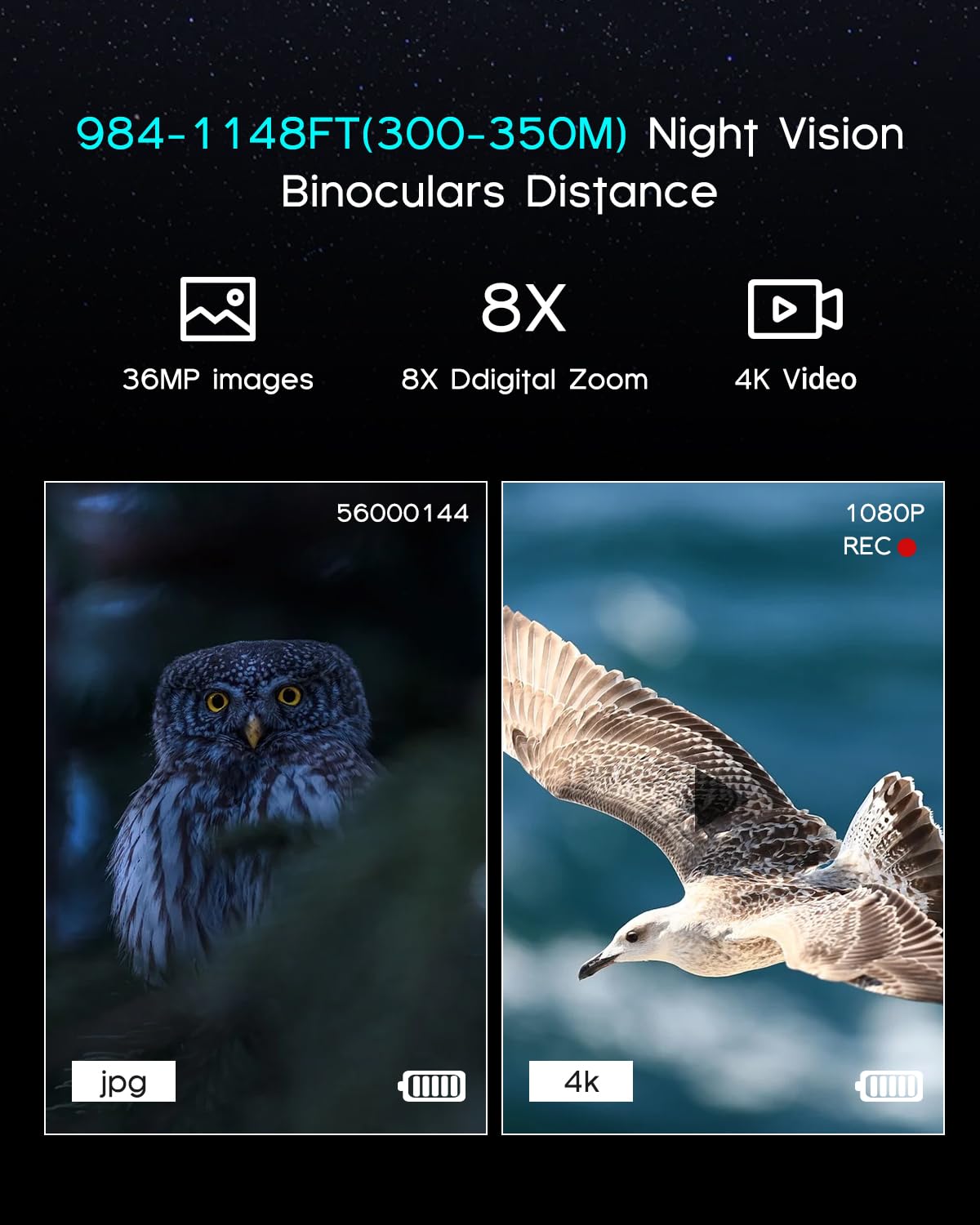 JHdril 4K binoculars include 32GB card for storage