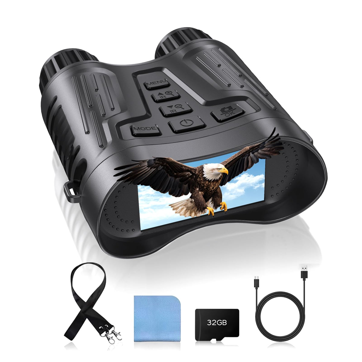 JHdril 4K night vision binoculars front view for dim-light exploration