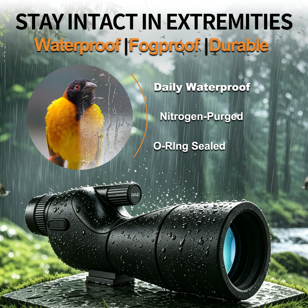 JHdril monocular telescope waterproof design keeps viewing in all weather