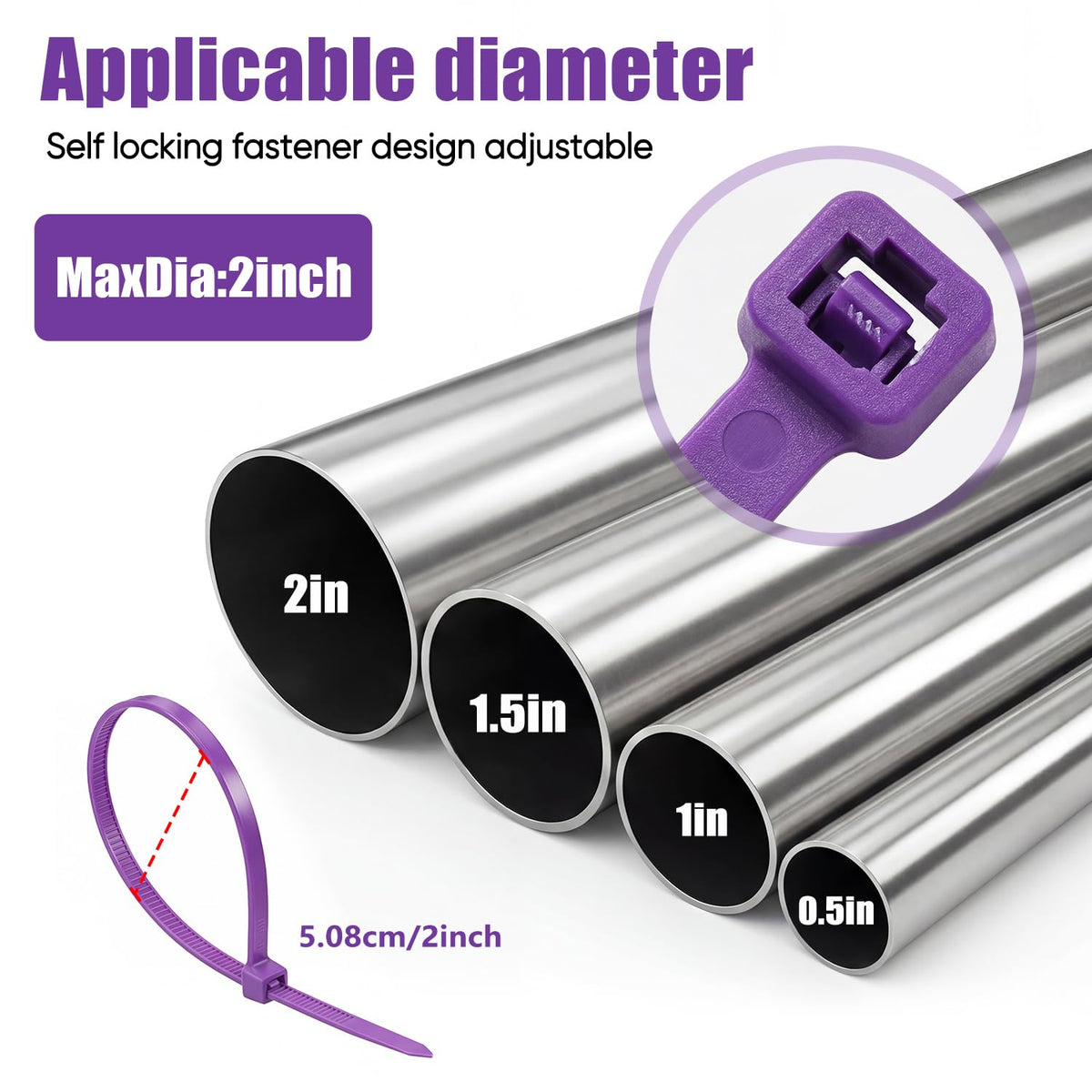 JHXTZ purple zip ties bike and car accessories fastened.