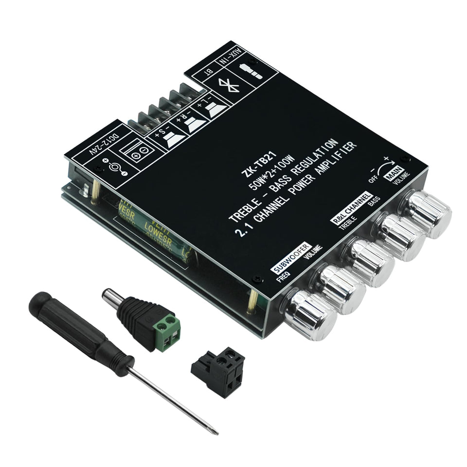 JIAATGA ZK-TB21 Bluetooth amplifier board top view showing compact DIY hub