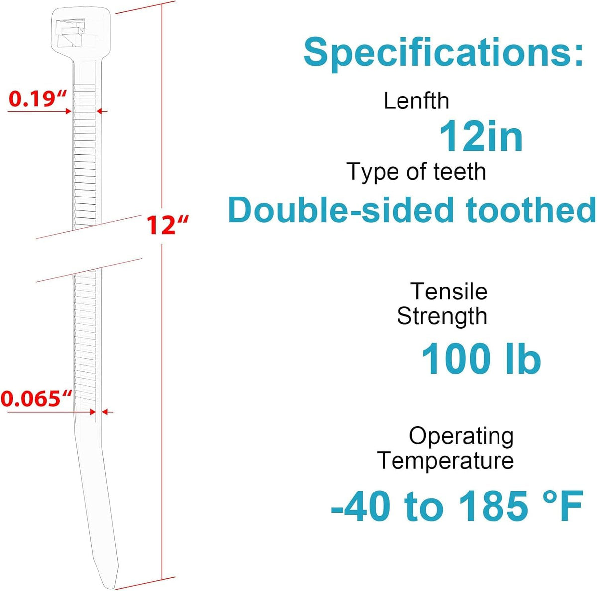 JIANYANG zip ties, 70 lb tensile, strong hold for outdoor and indoor use.
