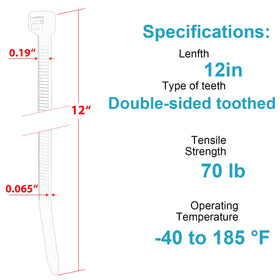 JIANYANG 70lb tensile zip ties keep thicker cables firmly in place during projects.