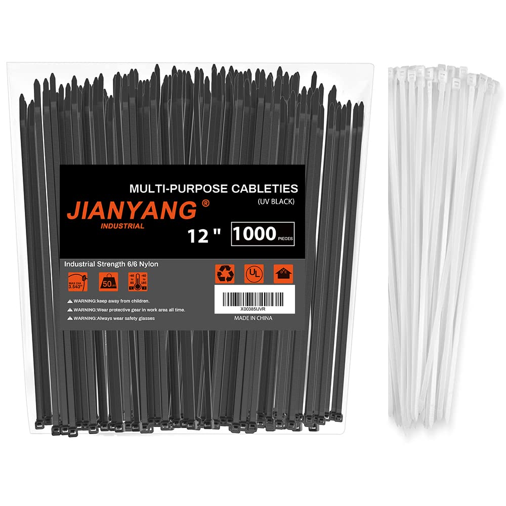 JIANYANG front pack showing bulk black and white zip ties for reliable stock