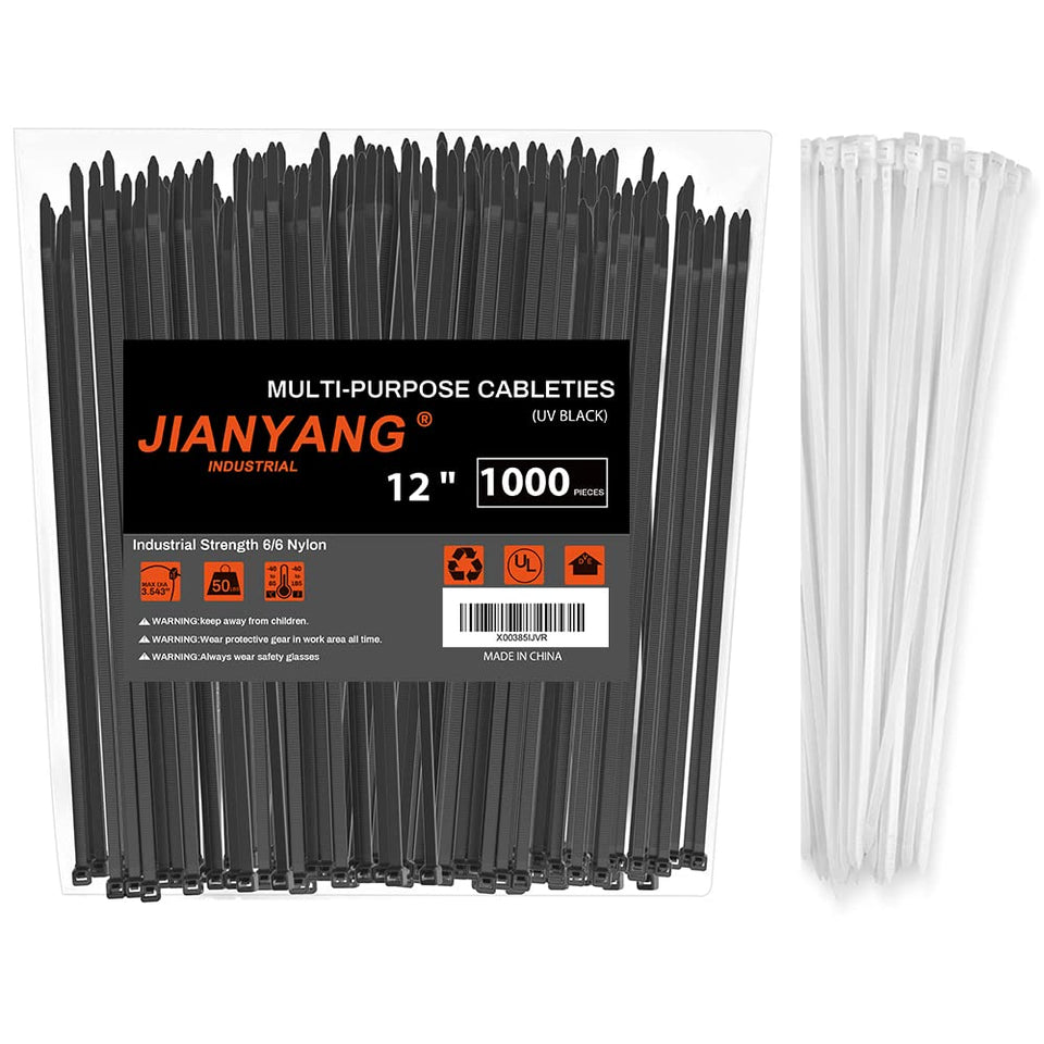 JIANYANG front pack showing bulk black and white zip ties for reliable stock