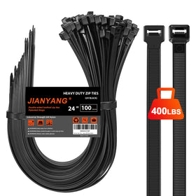 JIANYANG long zip ties 24-inch 400lb for securing large bundles.