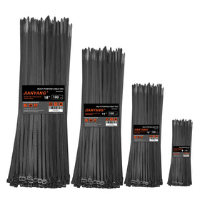 JIANYANG zip ties 400-pack overview, versatile for indoor and outdoor use.
