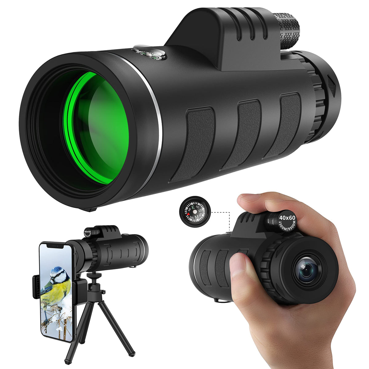 JiaSifu 40x60 monocular body with rubber grip for comfortable outdoor viewing