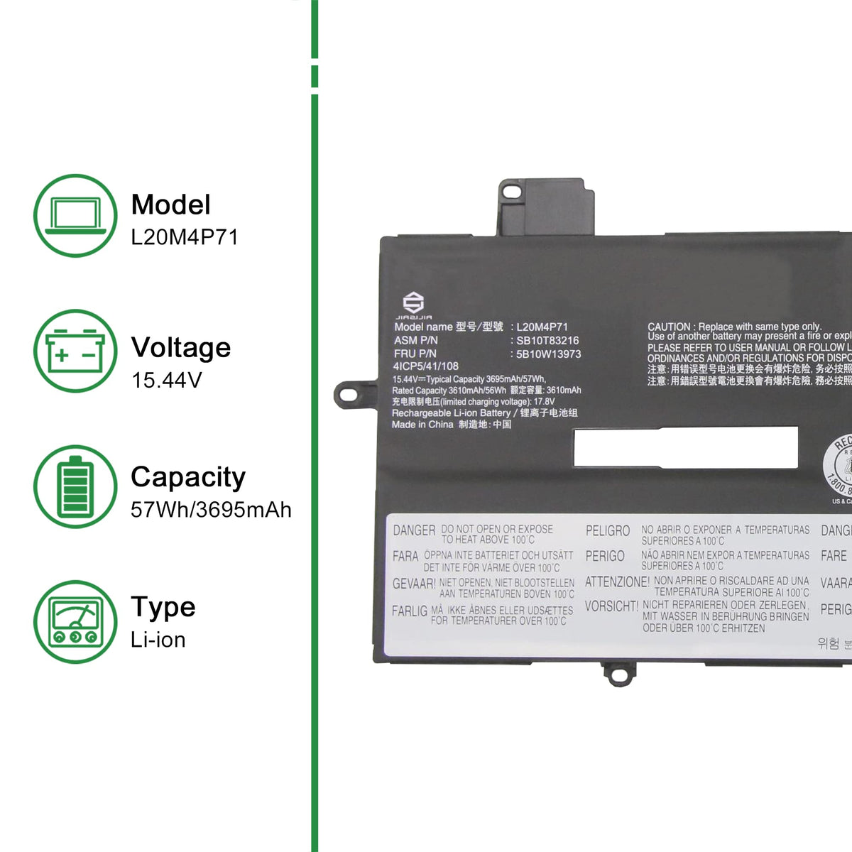 JIAZIJIA L20M4P71 backside label confirms compatibility with Lenovo X1 Carbon
