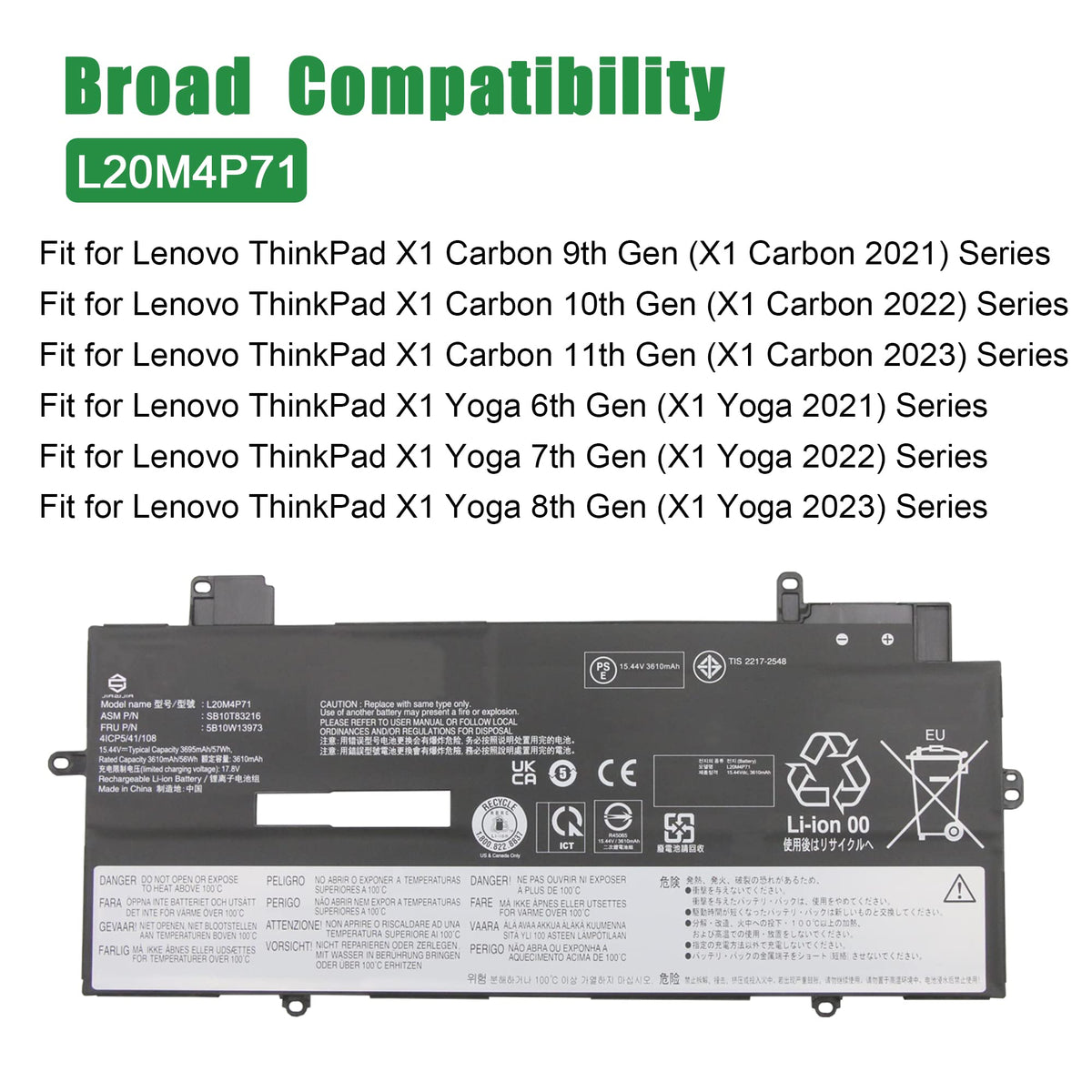 JIAZIJIA L20M4P71 compatibility with Lenovo X1 Carbon series ensures broad replacement options
