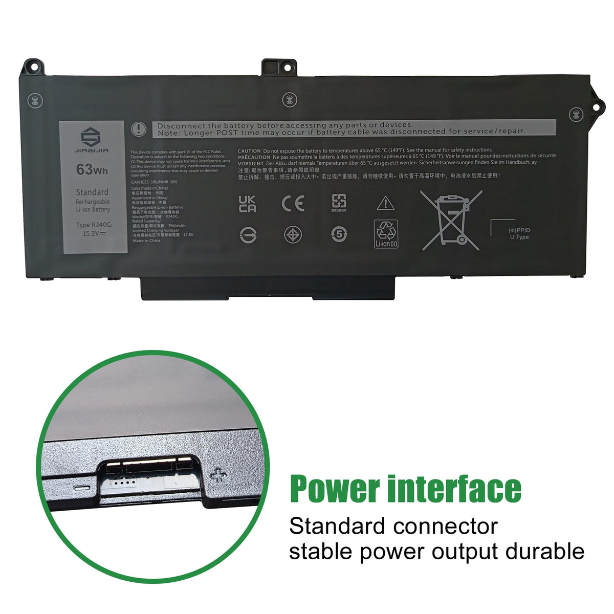 JIAZIJIA battery installed in Dell laptop demonstrating seamless replacement