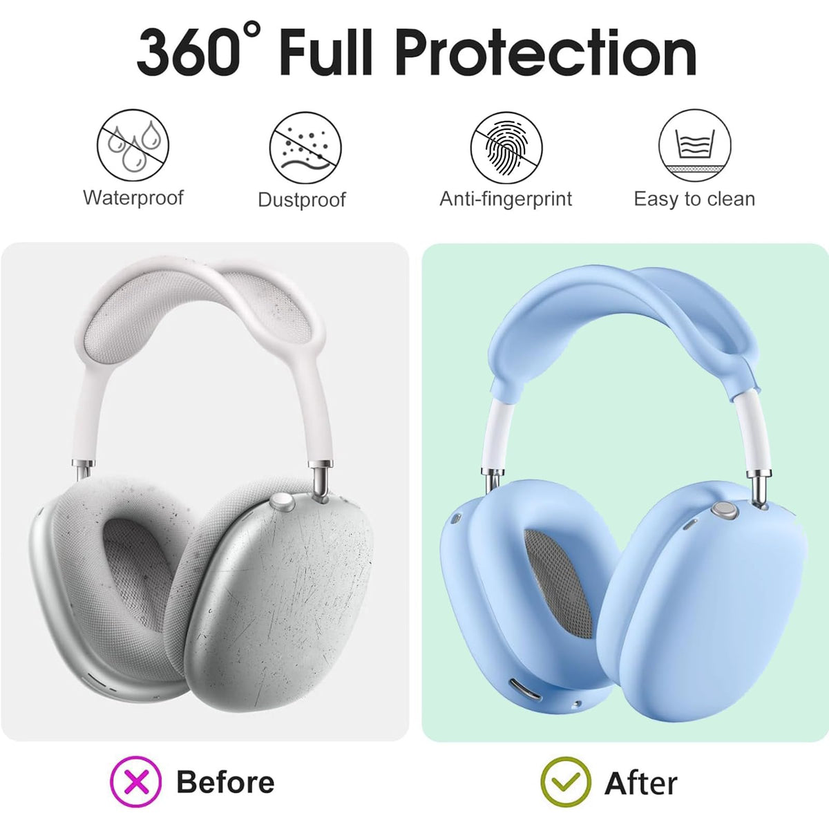 Jiboku AirPods Max earcups cover prevents scuffs and fingerprints.