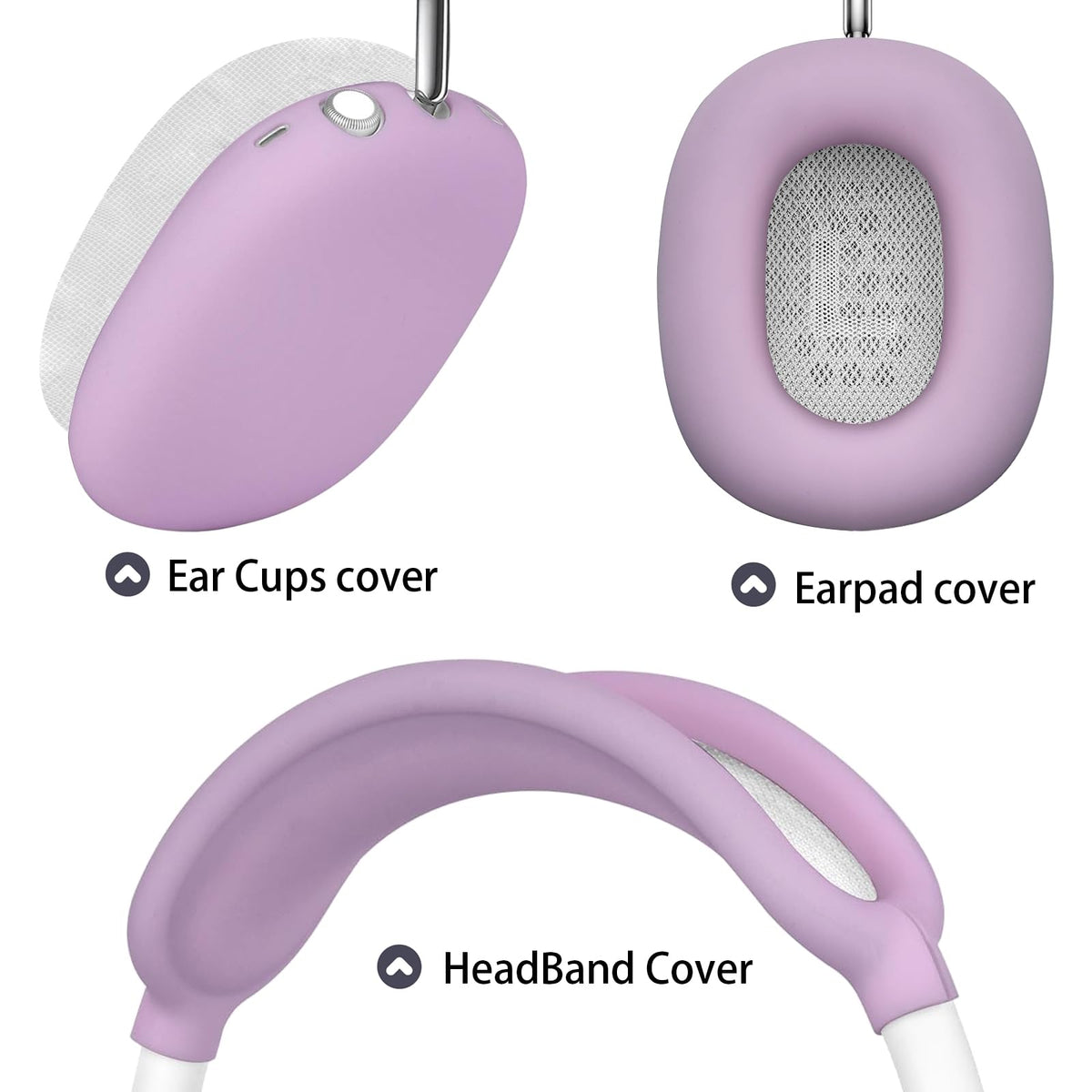 Jiboku AirPods Max earpad covers in purple prevent sweat damage and residue.