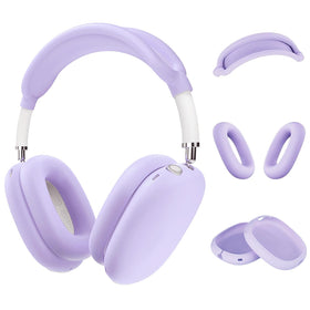 Jiboku AirPods Max silicone case cover in purple guards against scratches and daily wear.