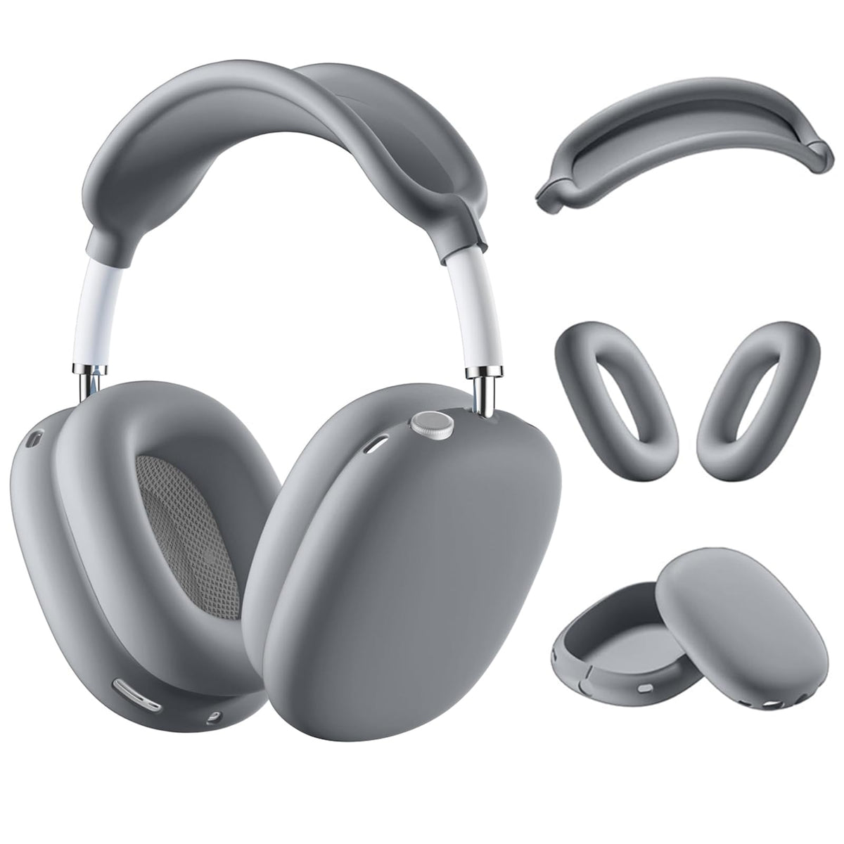 Jiboku AirPods Max silicone earcups cover in grey protects against scratches.